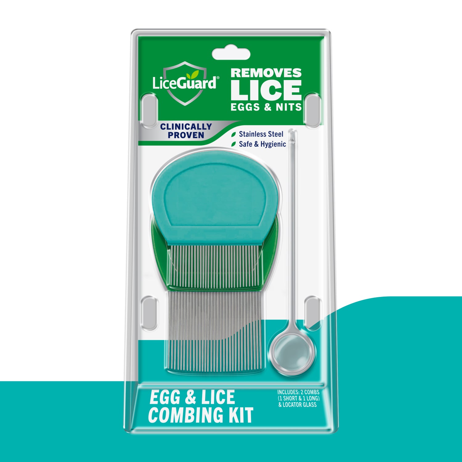 LiceGuard egg and lice combing kit packaging on a white background