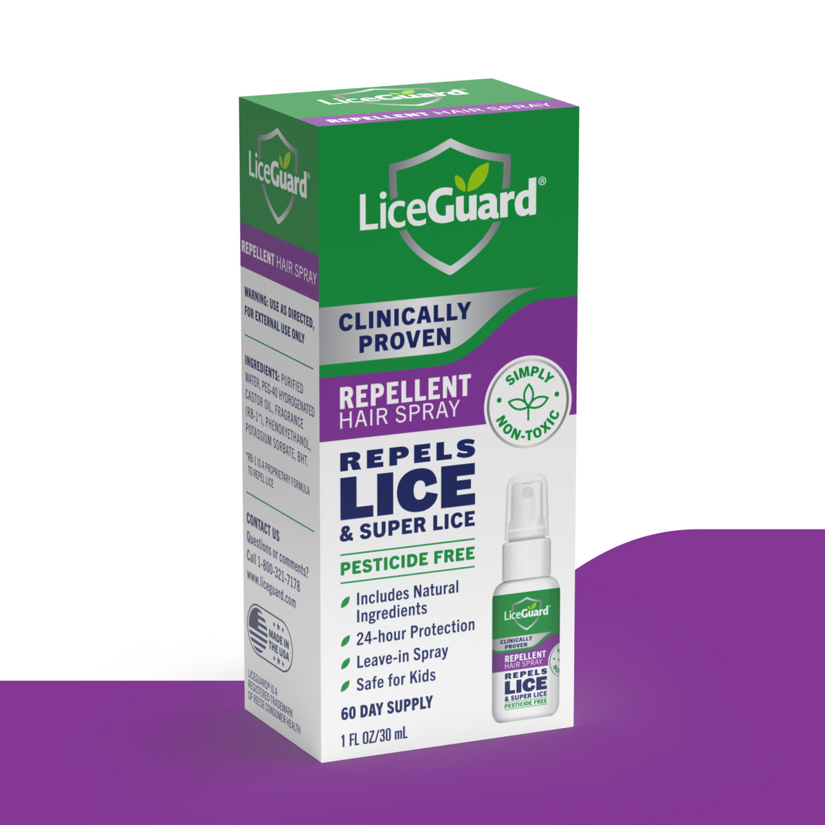 LiceGuard repellent hair spray packaging on a white background (Item 2 of 5)