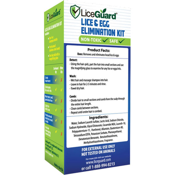 LiceGuard Lice Egg Elimination Kit Back Label